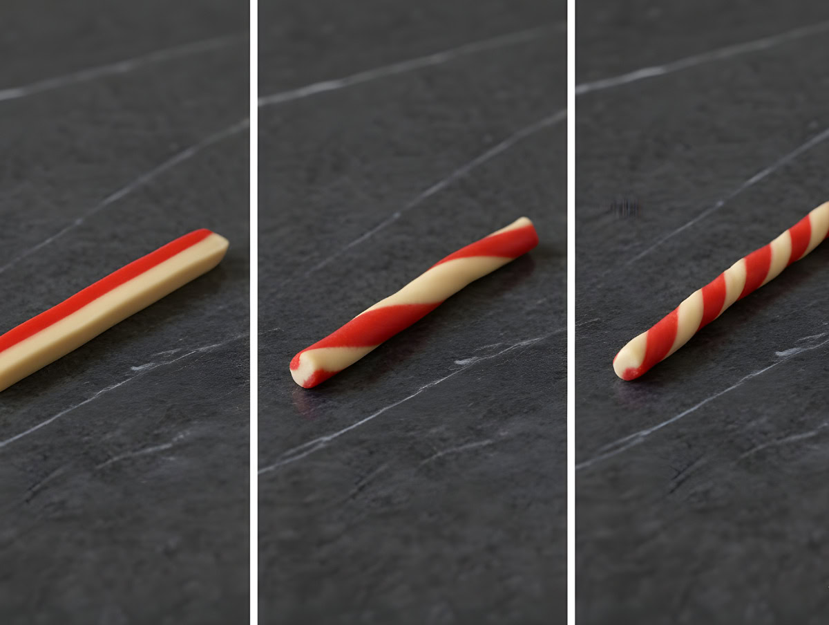 Delicious red and white candy cane full view, perfect for holiday desserts and treats.