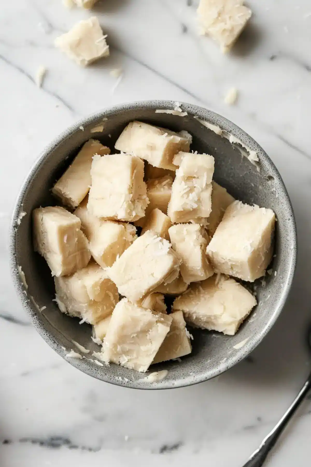Creamy, melting white chocolate pieces perfect for baking or snacking. Freshly chopped and ready to use.
